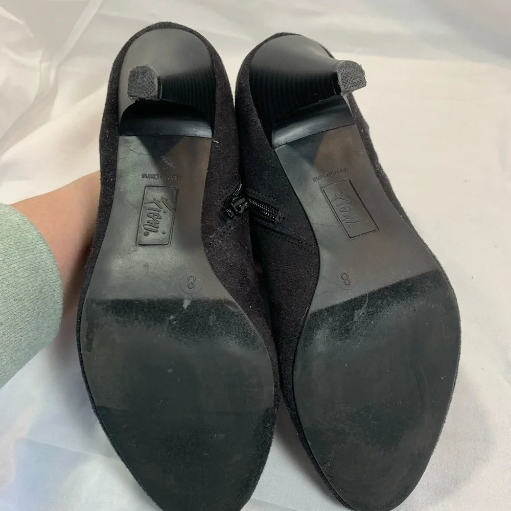 Fioni Black Faux Suede Heeled Booties
